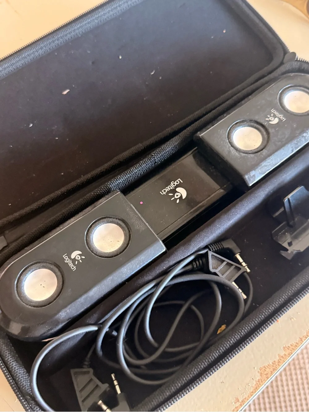 Logitech Black Portable Speakers with Carry Case and Cables